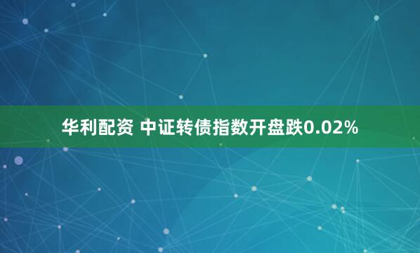 华利配资 中证转债指数开盘跌0.02%